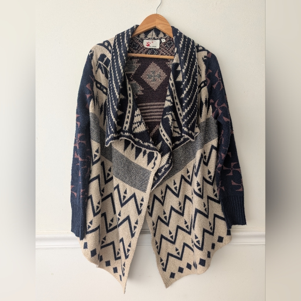 Anthropologie Srod Butterflies Aztec Waterfall Knit Open Cardigan Sweater